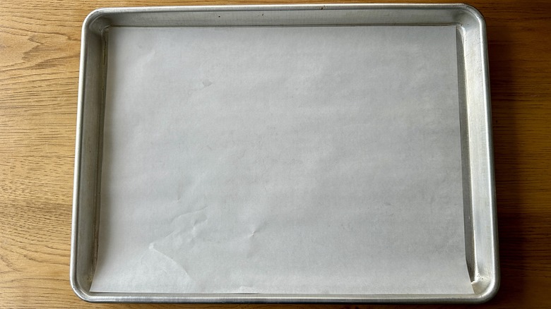 Lined baking sheet