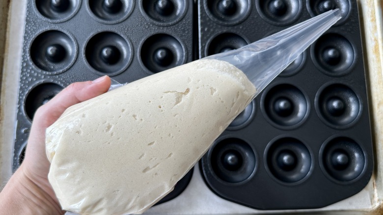 Donut batter in piping bag