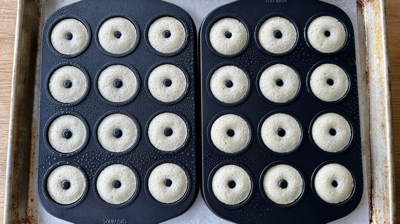 Baked mini donuts in pans