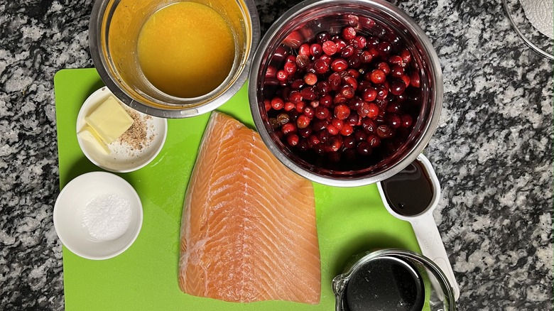 ingredients for cranberry glazed salmon
