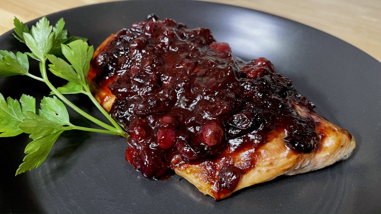 salmon with cranberry compote