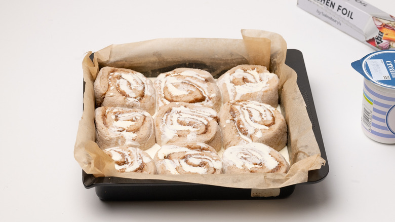 cinnamon rolls in a tray