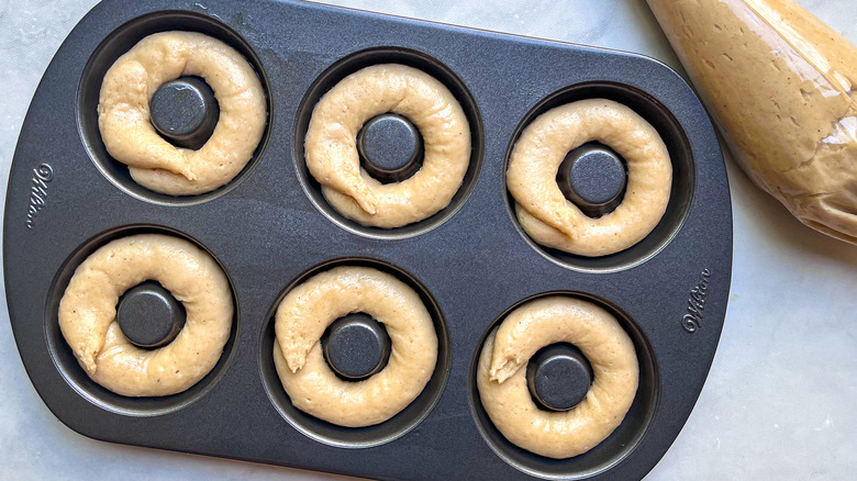 batter in donut tin