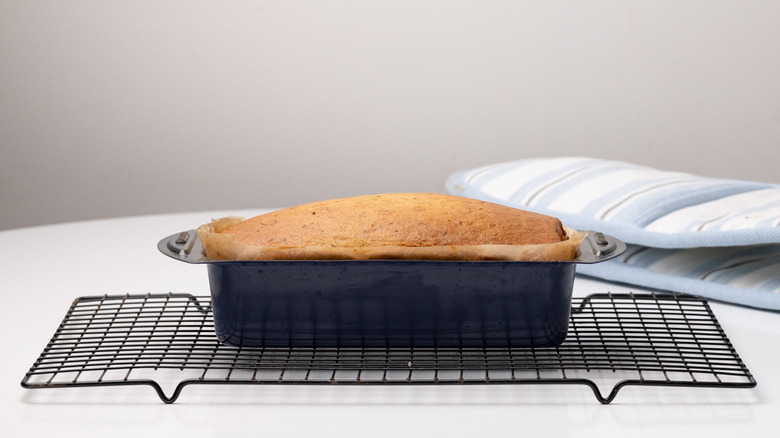 baked zucchini bread cooling