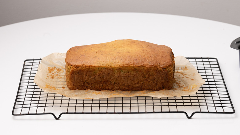 zucchini bread cooling on rack