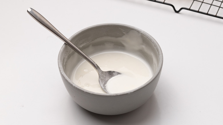 bowl containing lemon glaze