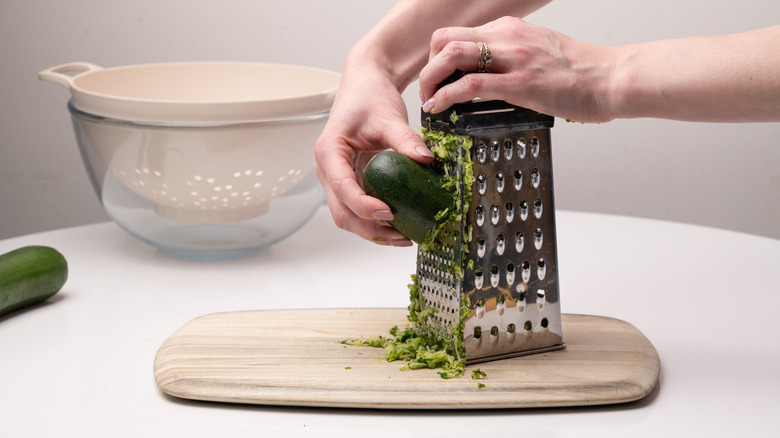 grating zucchini with box grater