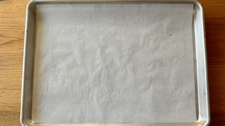 parchment lined baking sheet