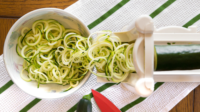 Zucchini put through a spiralizer