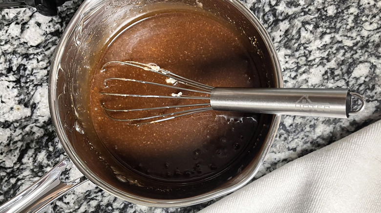 icing in saucepan