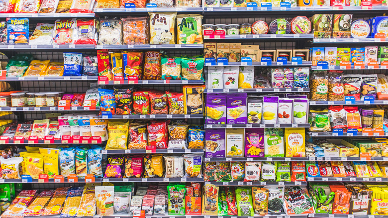 snack food aisle in an Asian market