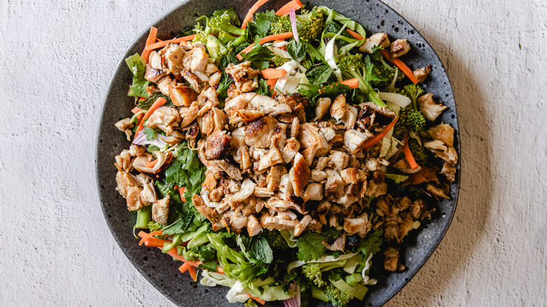 Chicken on salad