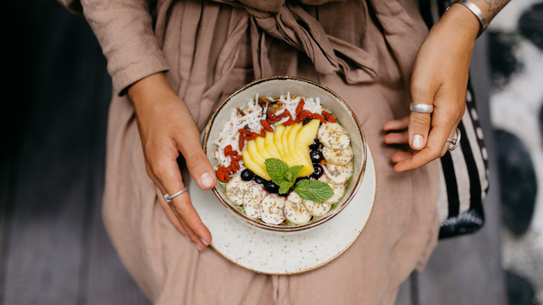 smoothie bowl topped with goji berries