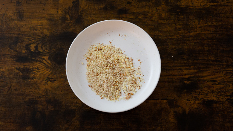 ground almonds on white plate