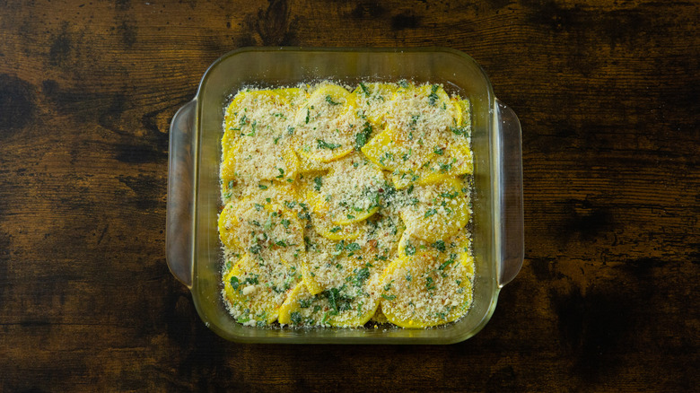 unbaked turnip dish in pan