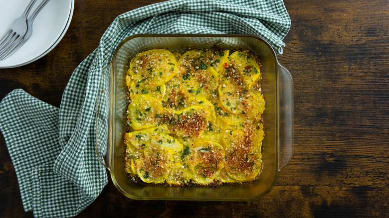 turnip au gratin on table