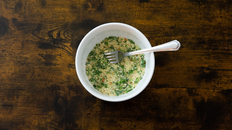 colorful breadcrumb mixture in bowl 