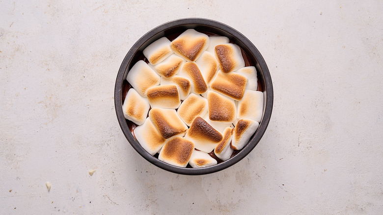 toasted marshmallows in baking dish