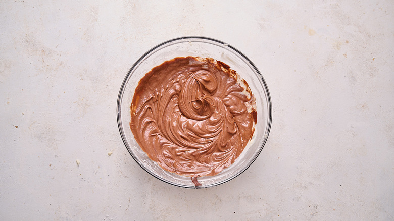 chocolate mixed into cream cheese