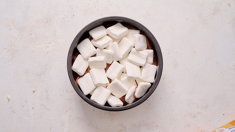 marshmallows in baking dish