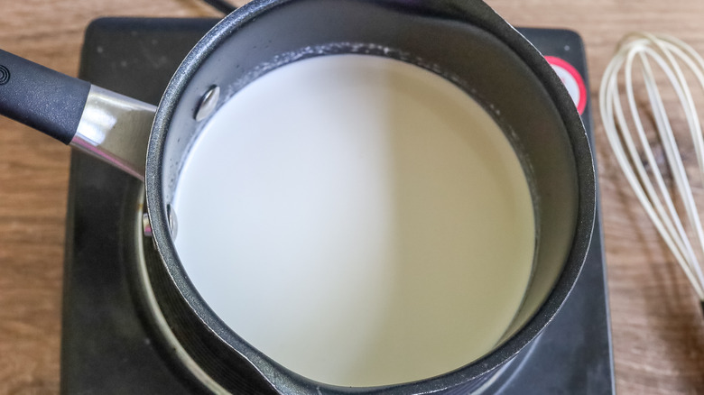 cream in a saucepan