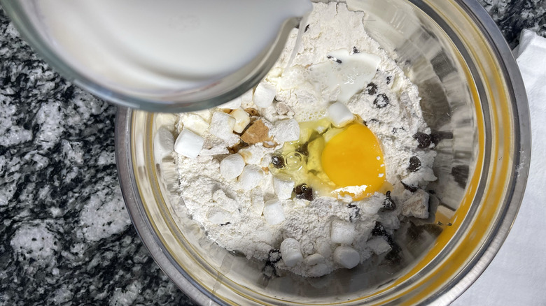 adding egg to scone ingredients