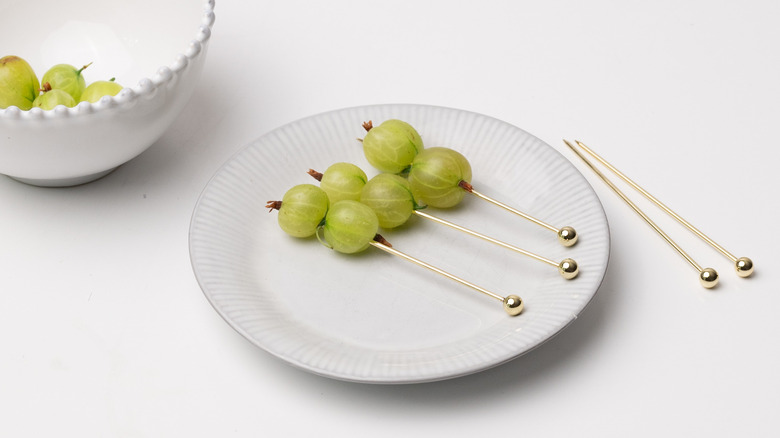 gooseberries on cocktail sticks