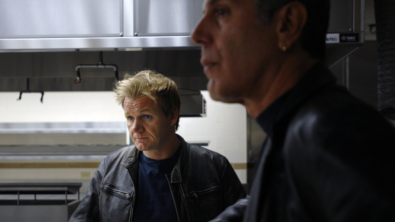 Anthony Bourdain and Gordon Ramsay standing in a kitchen