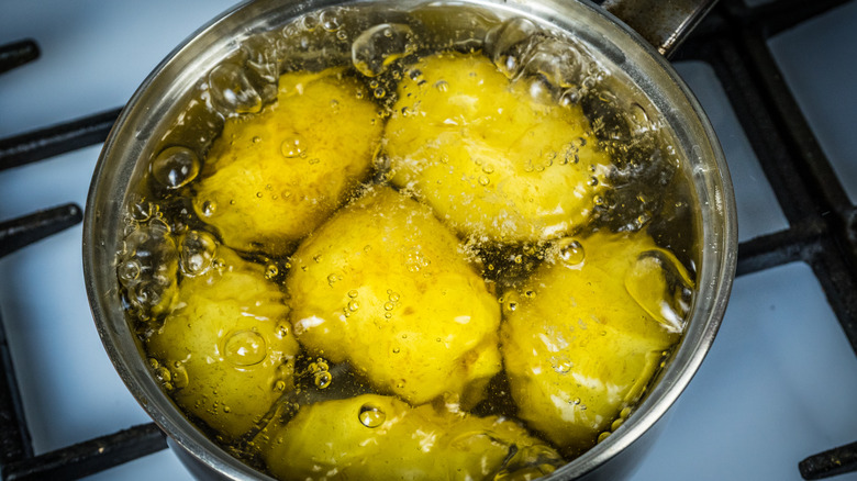 Potatoes boiling in a pot