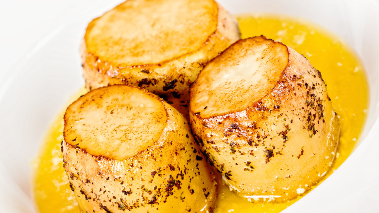 Plate of fondant potatoes