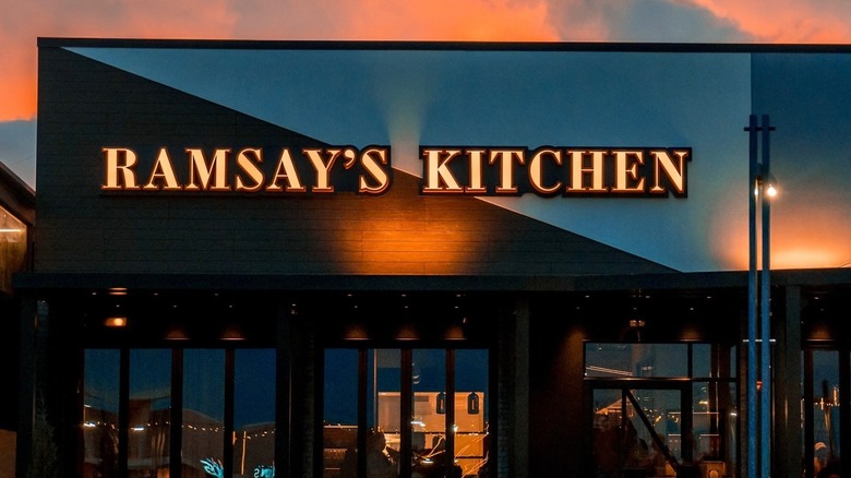 Ramsay's Kitchen restaurant sign outside of storefront