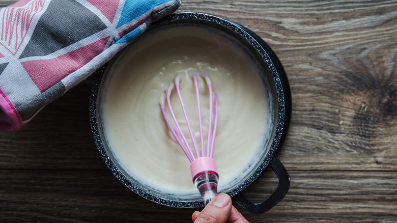 whisking bechamel off the heat 