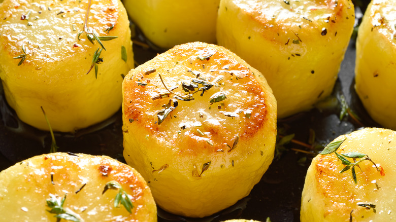 Close up of fondant potatoes