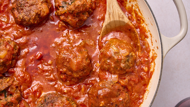 meatballs in arrabbiata sauce