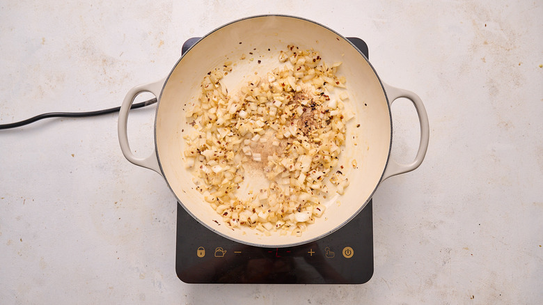 onion and garlic in skillet