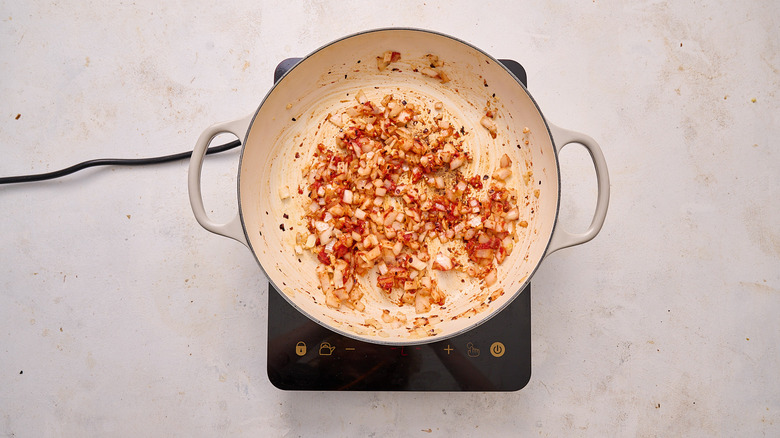 tomato paste in skillet