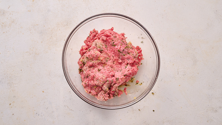 meatball ingredients in a bowl