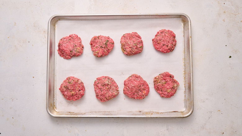 beef discs on sheet tray