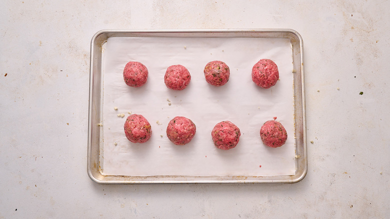 meatballs on sheet tray