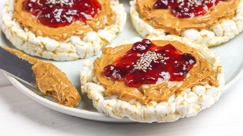 peanut butter and jelly on rice cakes 