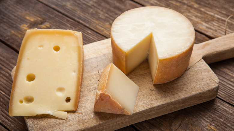 Gouda cheese on a cutting board