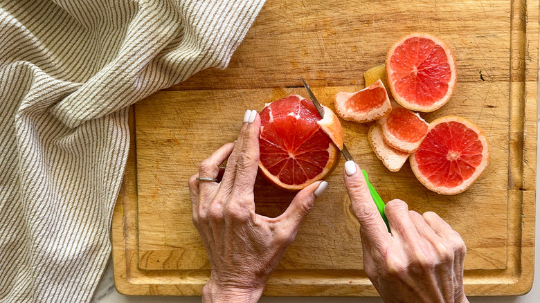 hand slicing the peel off