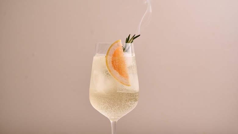 white wine spritzer with rosemary