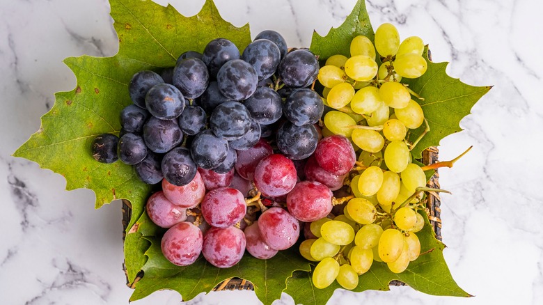 black, purple, and green grapes