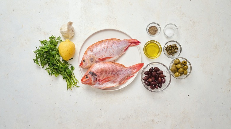 ingredients for Greek baked tilapia