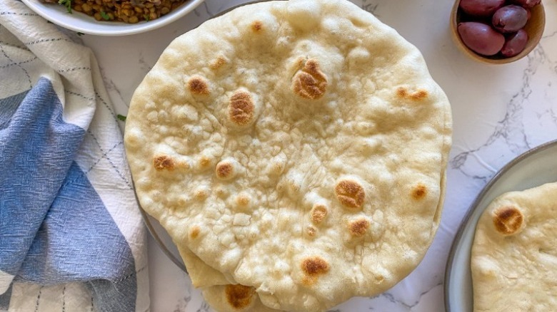 stacked pita bread