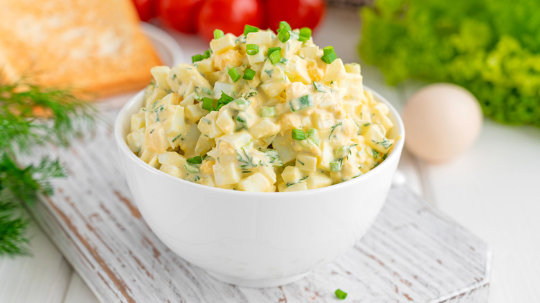 Creamy egg salad with garnish