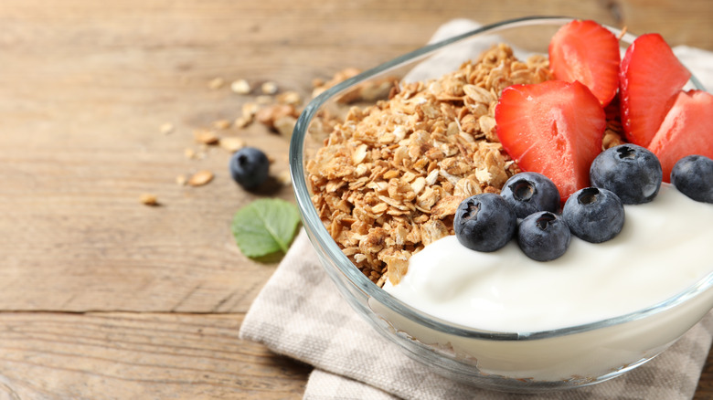 Yogurt bowl with granola and fruit