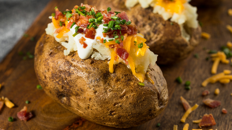 baked potato with toppings