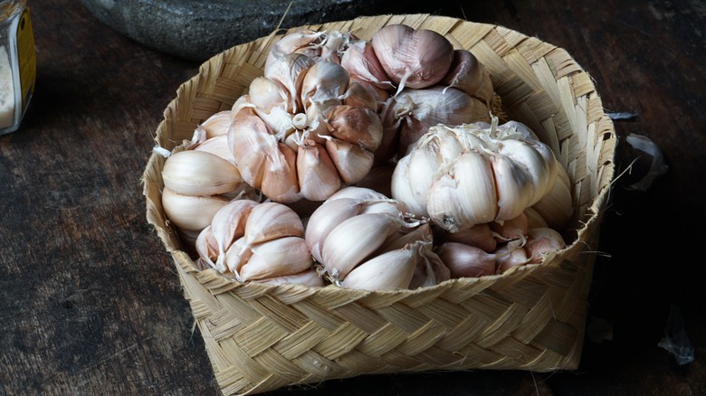 A basket full of garlic